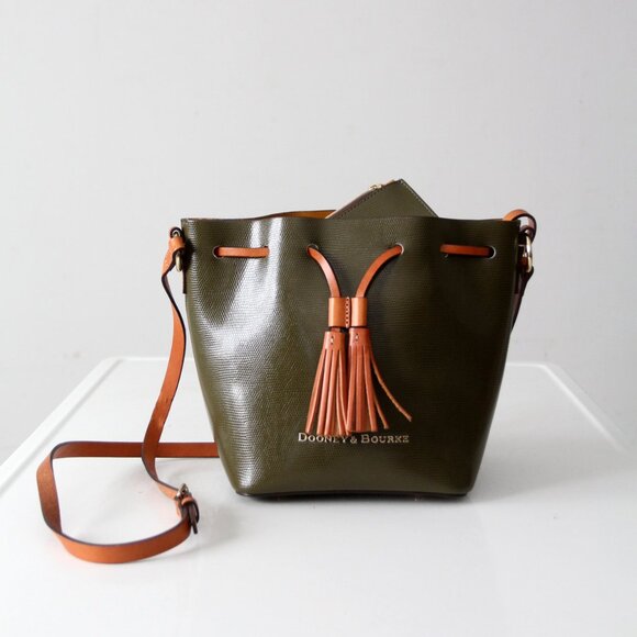 Dooney & Bourke Serena Drawstring Crossbody – Green Embossed Leather - Picture 3 of 16